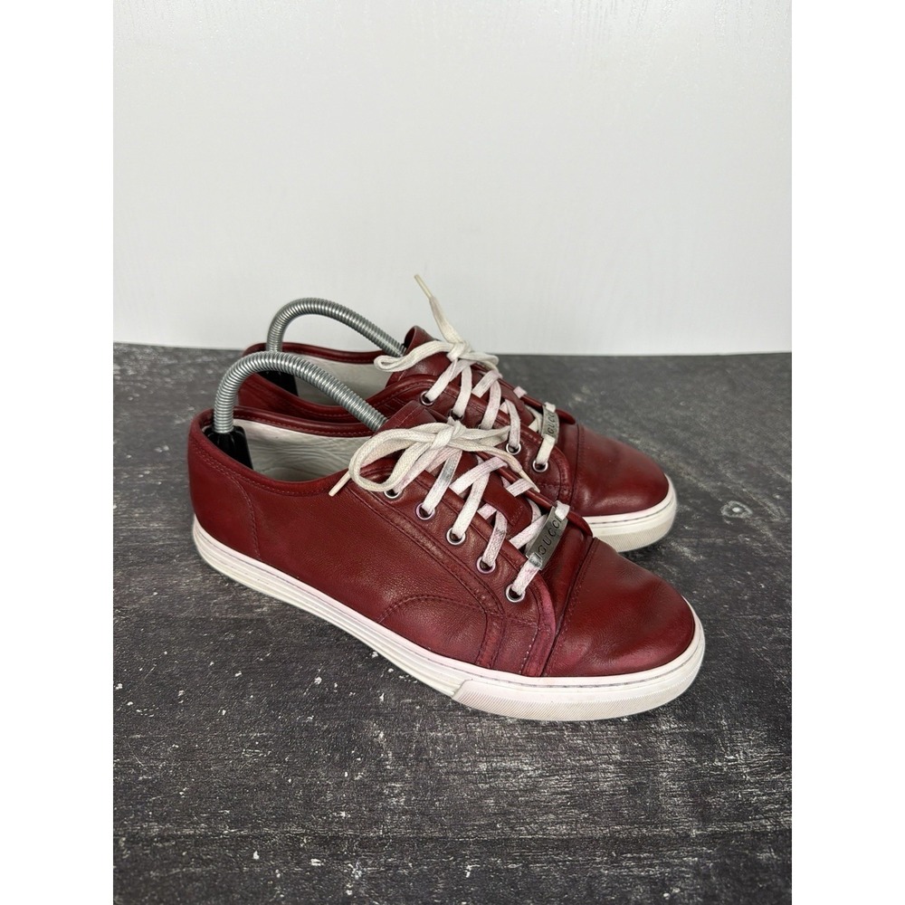 Gucci 423301 Red Smooth Leather Low Top Sneakers Size 5 Fit 6-7‎ US Read Desc